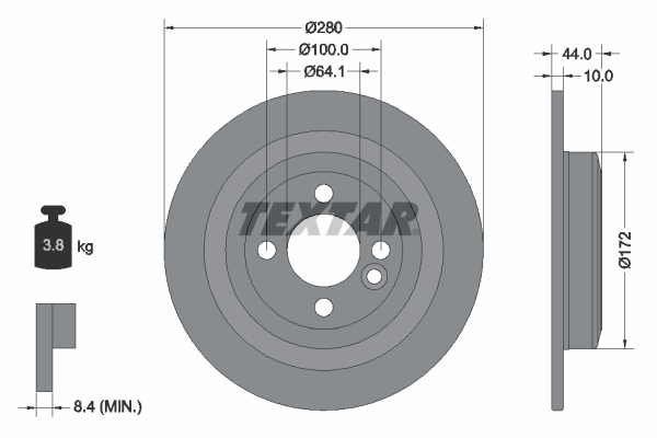 TEXTAR 92234003 Brzdový kotouč