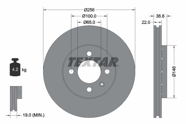 TEXTAR 92239403 féktárcsa SEAT SKODA VW