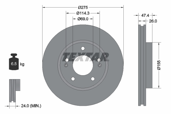TEXTAR 92240703 PRO Bremsscheibe