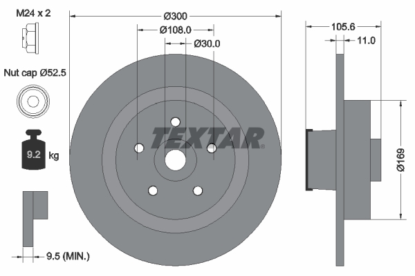 TEXTAR 92252903 Brzdový kotouč