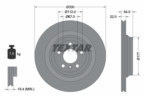 TEXTAR 92254505 Brzdový kotouč