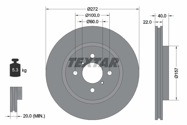 TEXTAR 92255303 Brzdový kotouč