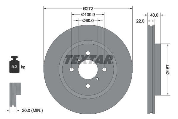 TEXTAR 92255303 PRO Bremsscheibe