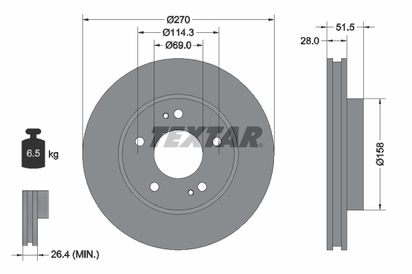 TEXTAR 92270803 PRO Bremsscheibe