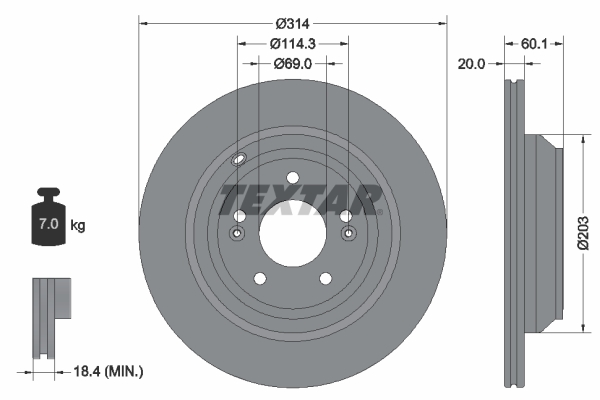 TEXTAR 92273703 PRO Bremsscheibe