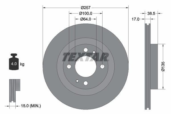 TEXTAR 92282503 PRO Bremsscheibe
