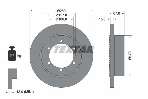 TEXTAR 92304003 Brzdový kotouč