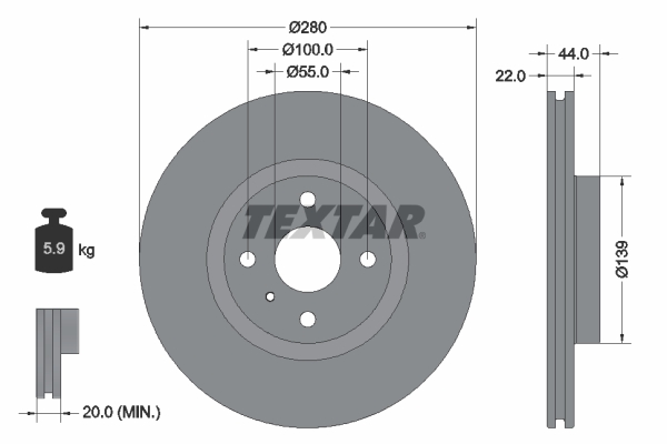 TEXTAR 92304205 PRO+ Bremsscheibe