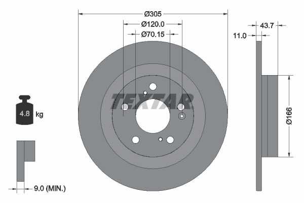TEXTAR 92308403 PRO Bremsscheibe