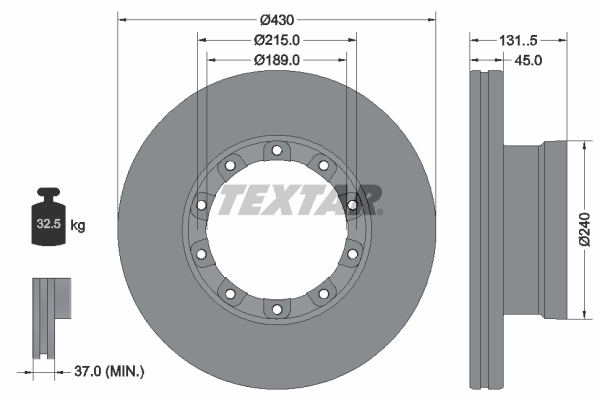 TEXTAR 93308700 спирачен диск