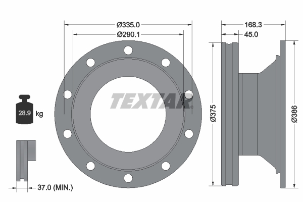 TEXTAR 93308800 спирачен диск