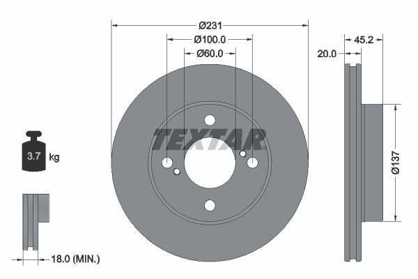 TEXTAR 92309403 PRO Bremsscheibe
