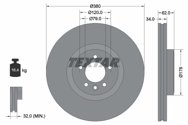 TEXTAR 92316405 féktárcsa