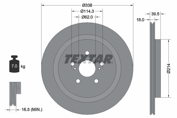TEXTAR 92325205 féktárcsa LEXUS