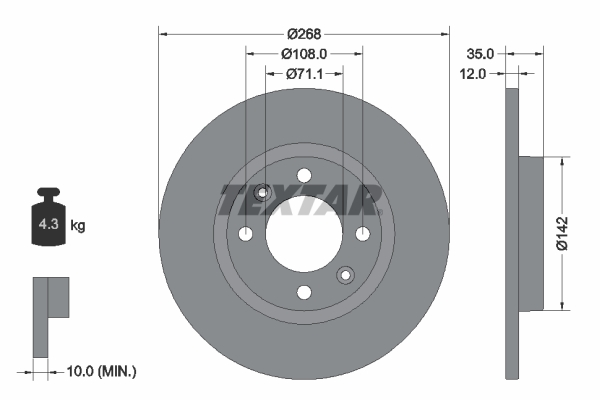 TEXTAR 92325903 PRO Bremsscheibe