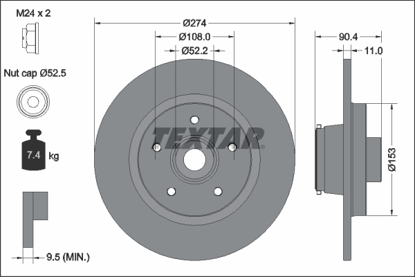 TEXTAR 92329403 féktárcsa MERCEDES-BENZ RENAULT