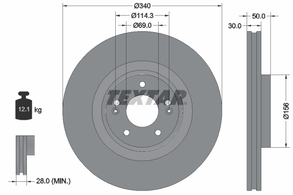 TEXTAR 92333403 PRO Bremsscheibe