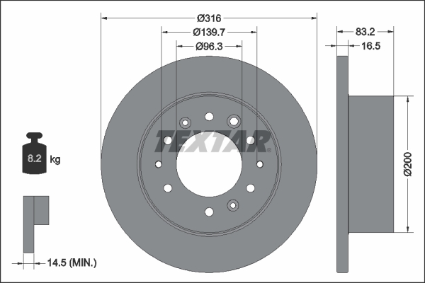 TEXTAR 92338003 PRO Bremsscheibe