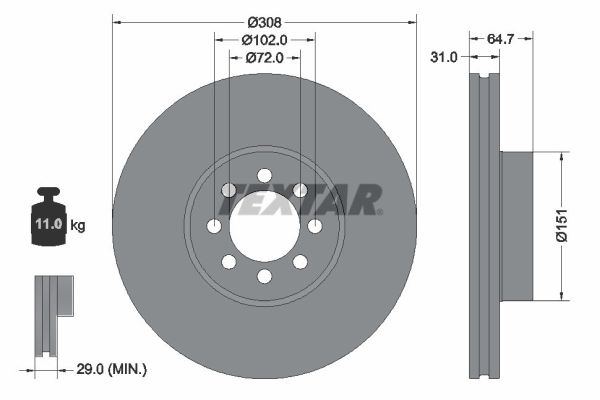 TEXTAR 92351303 PRO Bremsscheibe