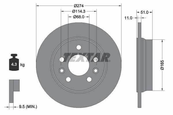 TEXTAR 92352803 PRO Bremsscheibe