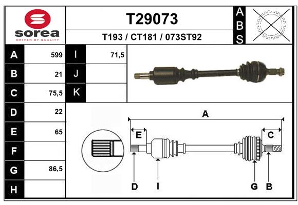 EAI T29073 Hnací hriadeľ
