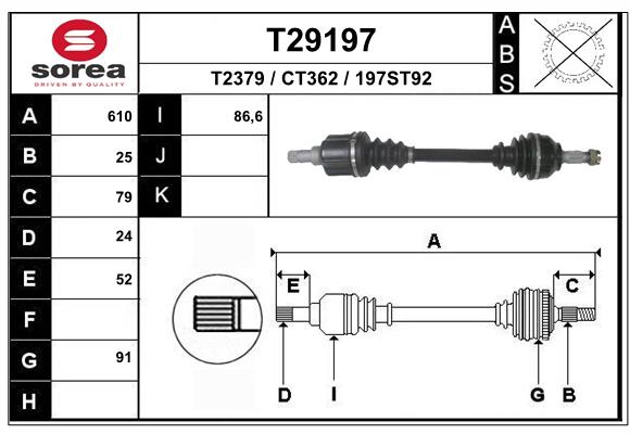 EAI T29197 Hnací hriadeľ