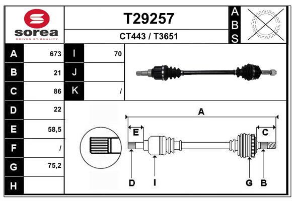 EAI T29257 Hnací hriadeľ