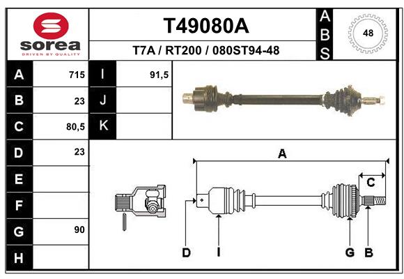 EAI T49080A Hnací hriadeľ