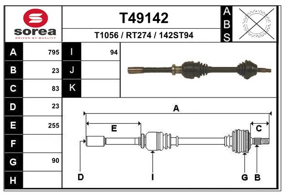 EAI T49142 Hnací hriadeľ