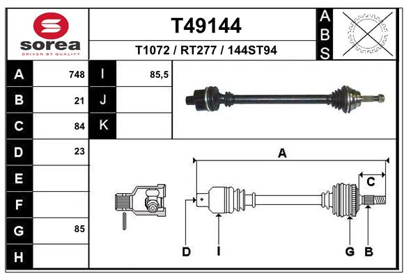 EAI T49144 Hnací hriadeľ