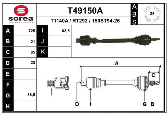 EAI T49150A Hnací hriadeľ
