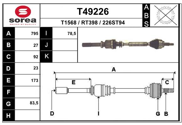 EAI T49226 Hnací hriadeľ