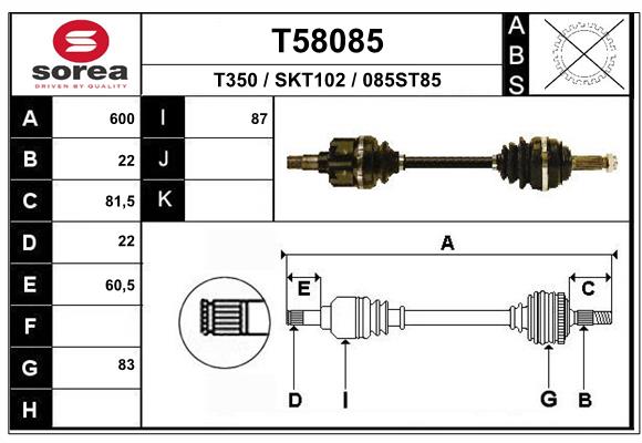 EAI T58085 Hnací hriadeľ