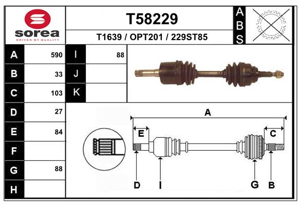 EAI T58229 Hnací hriadeľ