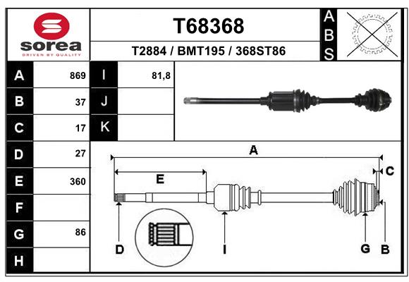 EAI T68368 Hnací hriadeľ