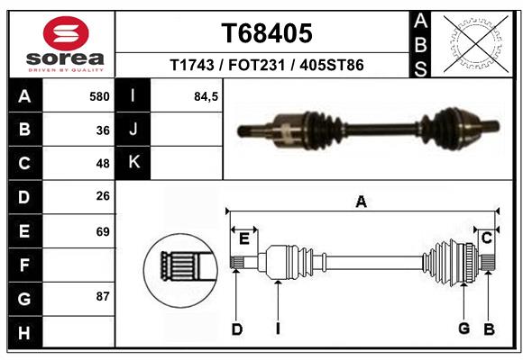 EAI T68405 Hnací hriadeľ
