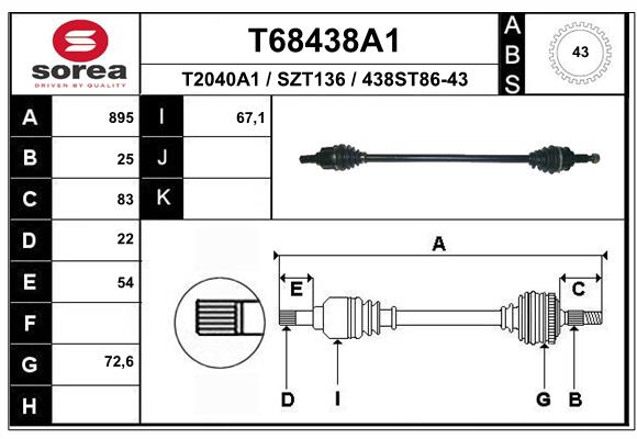 EAI T68438A1 Hnací hriadeľ