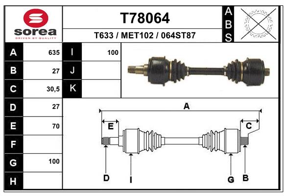 EAI T78064 Hnací hriadeľ
