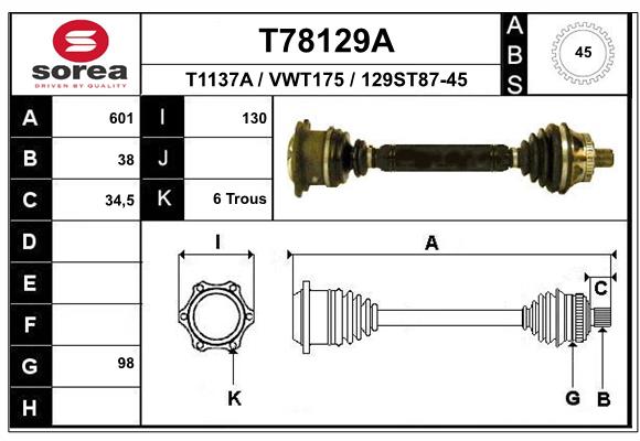 EAI T78129A Hnací hriadeľ