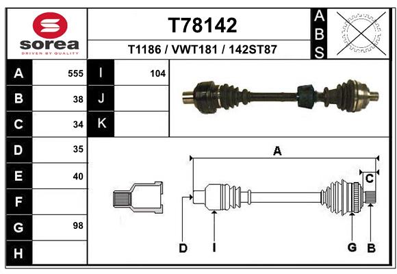 EAI T78142 Hnací hriadeľ