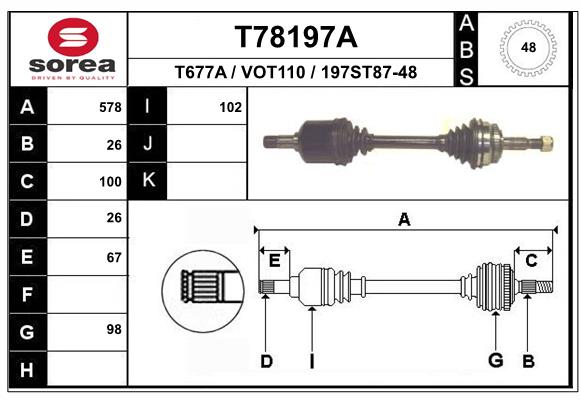 EAI T78197A Hnací hriadeľ
