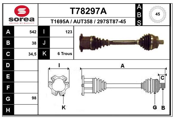 EAI T78297A Hnací hriadeľ