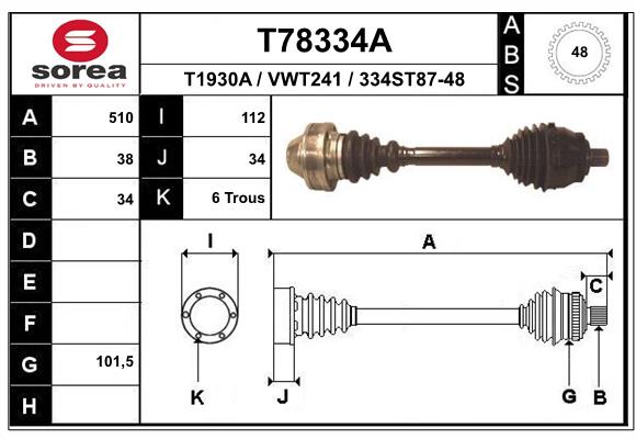 EAI T78334A Hnací hriadeľ