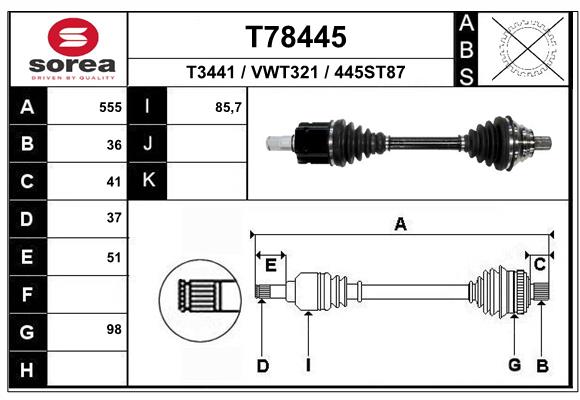 EAI T78445 Hnací hriadeľ