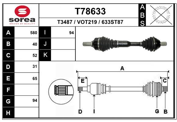 EAI T78633 Hnací hriadeľ