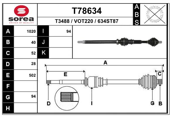 EAI T78634 Hnací hriadeľ