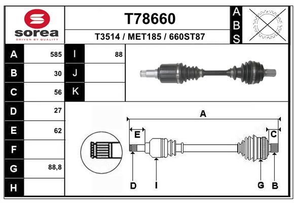 EAI T78660 Hnací hriadeľ