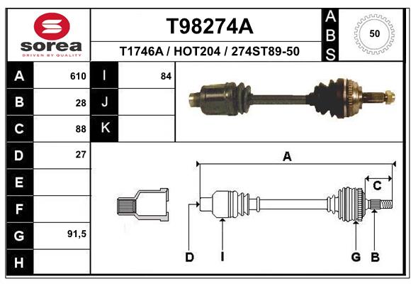 EAI T98274A Hnací hriadeľ