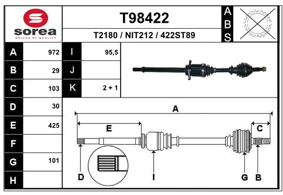 EAI T98422 Hnací hriadeľ