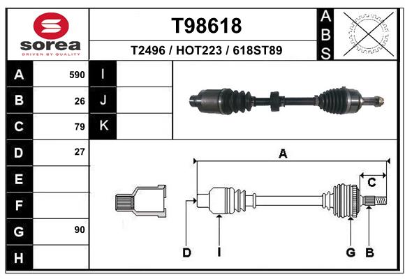 EAI T98618 Hnací hriadeľ